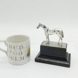 Cast Sterling Silver Equestrian Horse Trophy Antique 1927 Sheffield Art Deco