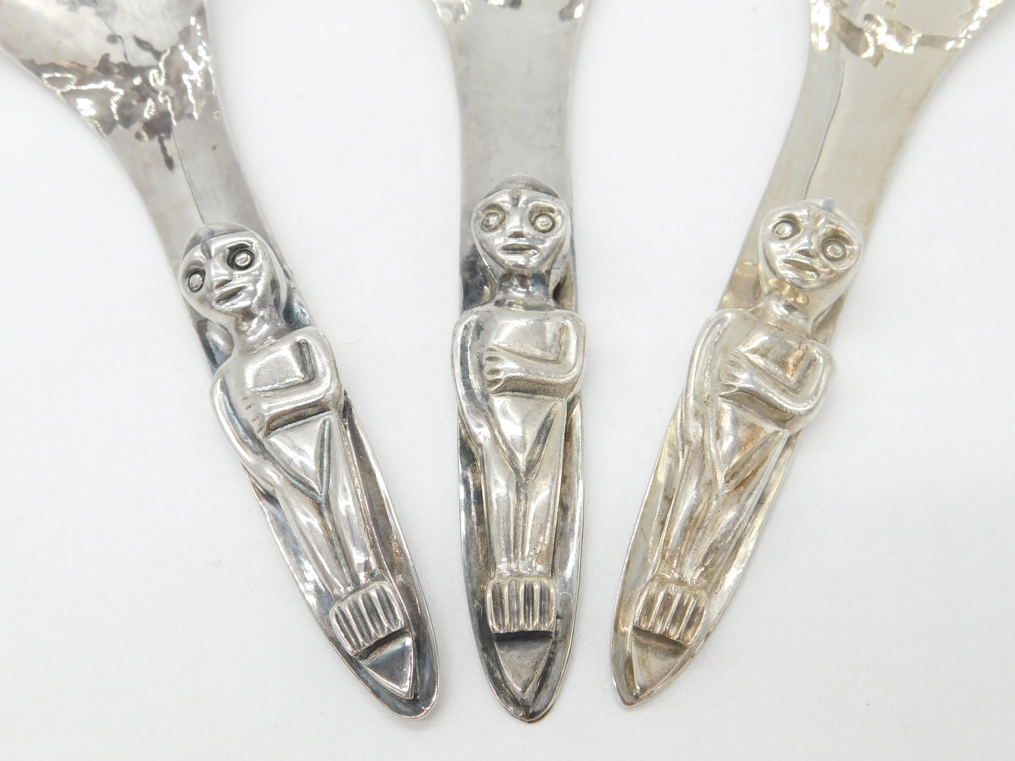 Set of Three Acme, Vancouver Planished Silver Plated Serving Spoons First Nations