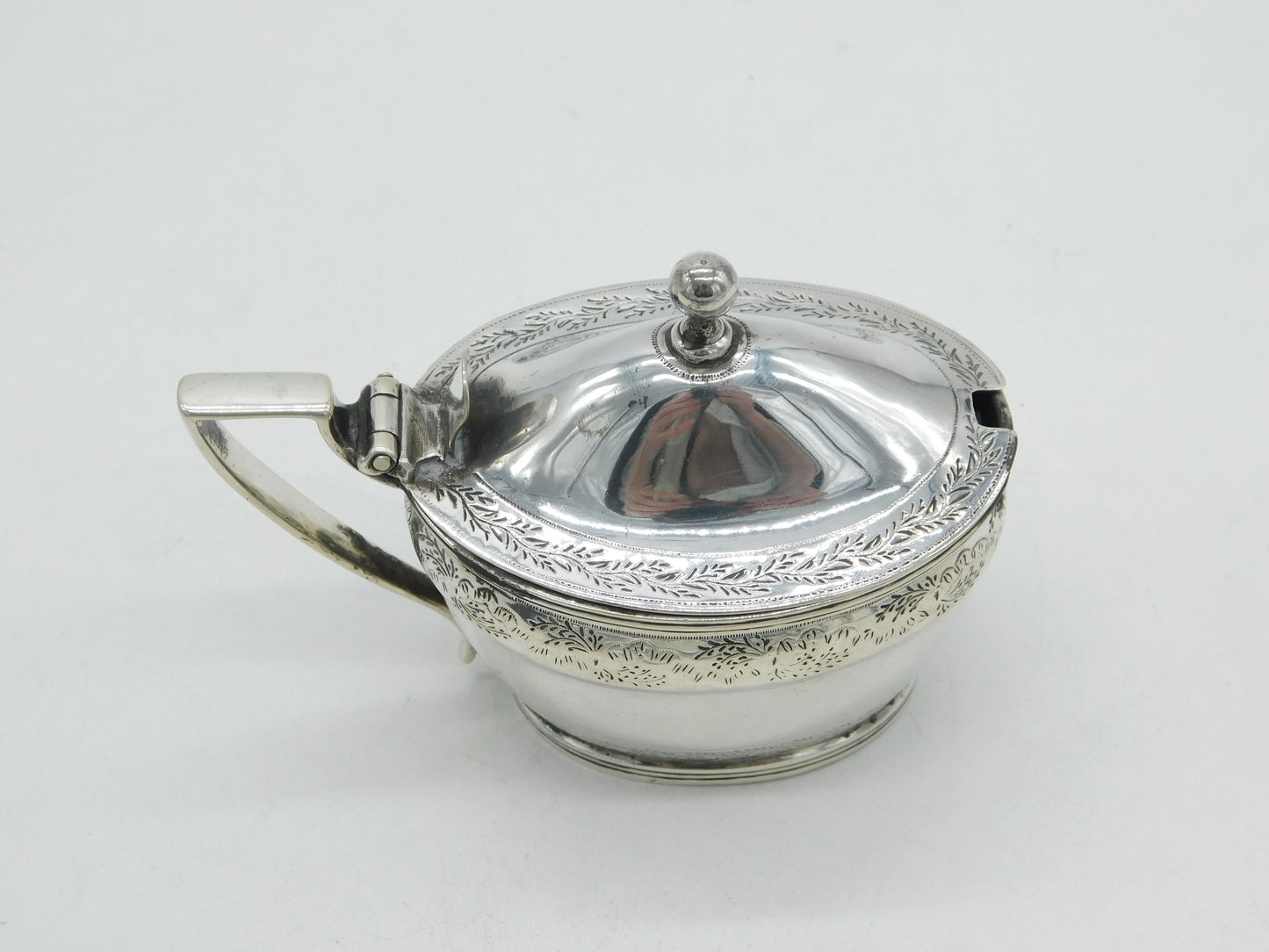 George III Sterling Silver Floral Pattern Mustard Pot Antique 1800 London