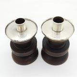 Sterling Silver & Turned Wooden Modernist Candlesticks Antique 1919 Birmingham