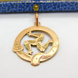 Edwardian 9ct Rose Gold 'Three Legs of Mann' Isle of Man Pendant Antique 1903 Chester