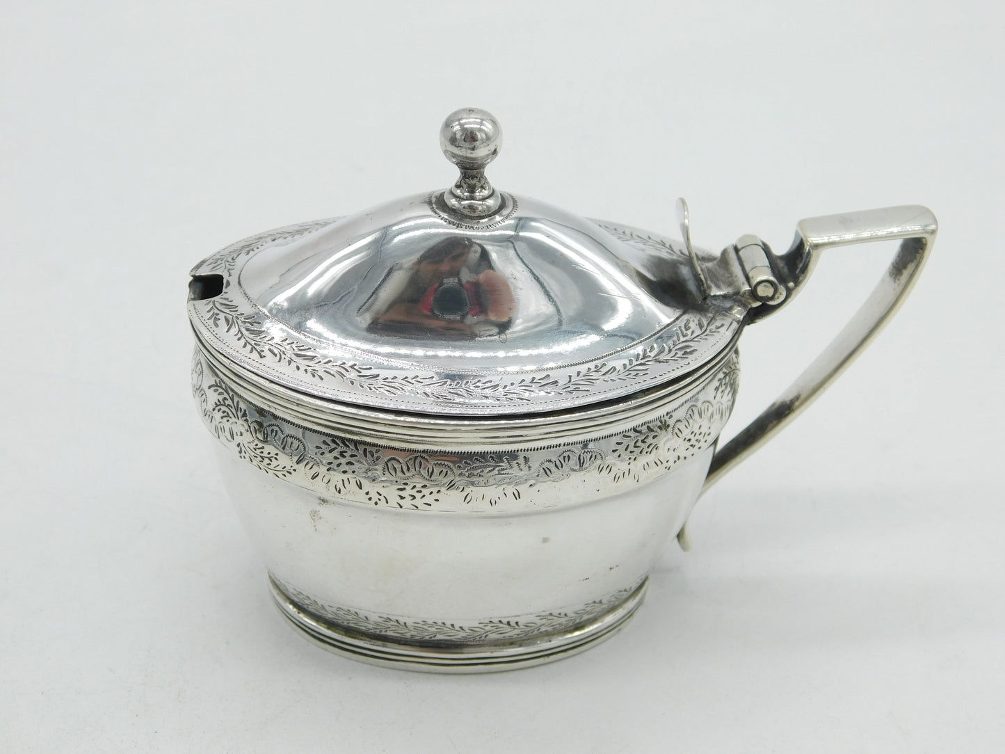George III Sterling Silver Floral Pattern Mustard Pot Antique 1800 London