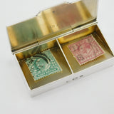 Victorian Sterling Silver Double Stamp Box Antique 1876 Birmingham