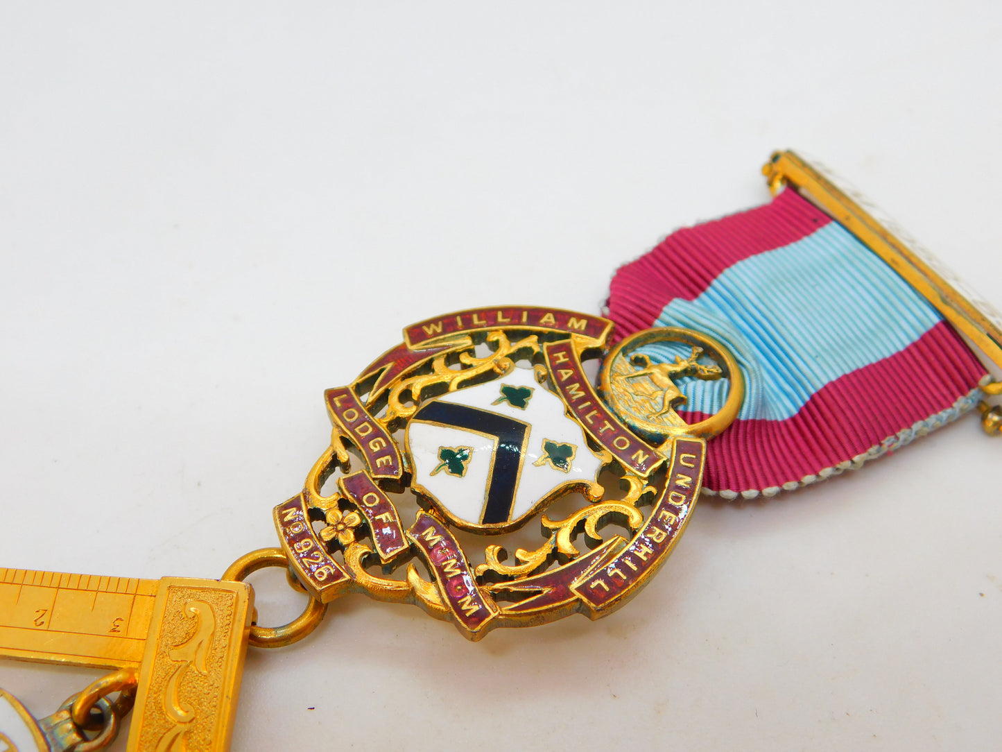 Sterling Silver Gilt & Enamel Masonic Jewel MMM Lodge Medal Antique 1947 London
