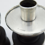 Sterling Silver & Turned Wooden Modernist Candlesticks Antique 1919 Birmingham