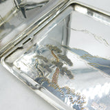 Japanese .950 Silver & Shakudo Enamel Rural Scene Cigarette Case Antique c1920