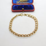 9ct Rose Gold Curb Link Fancy Chain Bracelet Antique c1920 Art Deco 8" Length