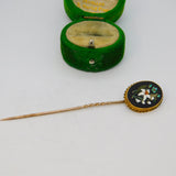 Victorian 18ct Gold Mounted Pietra Dura Floral Pattern Stick Pin Antique c1860