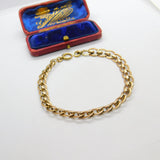 9ct Rose Gold Curb Link Fancy Chain Bracelet Antique c1920 Art Deco 8" Length