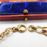 9ct Rose Gold Curb Link Fancy Chain Bracelet Antique c1920 Art Deco 8" Length