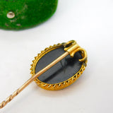 Victorian 18ct Gold Mounted Pietra Dura Floral Pattern Stick Pin Antique c1860
