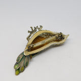 Chinese Sterling Silver Gilt & Enamel Bird Sweetheart Brooch Vintage c1950
