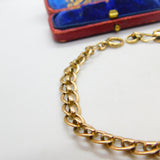 9ct Rose Gold Curb Link Fancy Chain Bracelet Antique c1920 Art Deco 8" Length