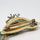 Chinese Sterling Silver Gilt & Enamel Bird Sweetheart Brooch Vintage c1950