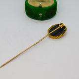 Victorian 18ct Gold Mounted Pietra Dura Floral Pattern Stick Pin Antique c1860