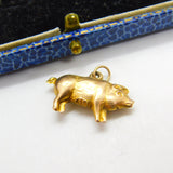Edwardian 9ct Yellow Gold Little Pig Charm Pendant Antique c1910