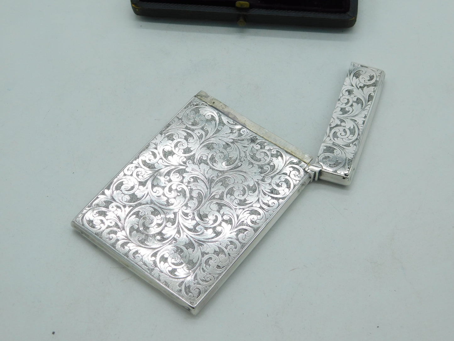 Victorian Sterling Silver Card Case with Mappin & Webb Original Box 1876 Antique