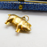 Edwardian 9ct Yellow Gold Little Pig Charm Pendant Antique c1910