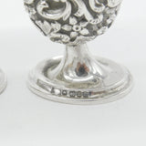 Victorian Pair of Sterling Silver Floral Pattern Salt & Pepper Shakers 1894