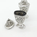 Victorian Pair of Sterling Silver Floral Pattern Salt & Pepper Shakers 1894