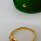 Victorian 18ct Gold, Seed Pearl & Turquoise Dress Ring Antique 1901 Birmingham