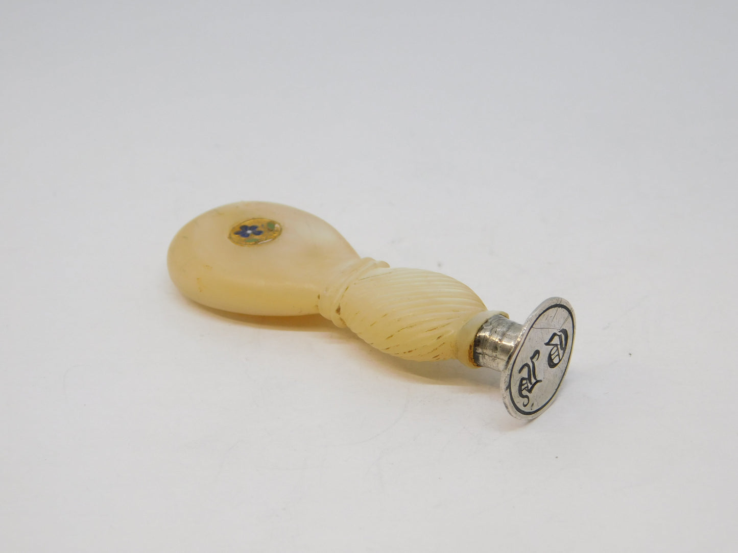 19th Century French Sterling Silver & Mother of Pearl Desk Seal Antique c1820