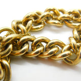 Large 9ct Yellow Gold Curb Link Charm Bracelet with Heart Lock Clasp 1978 London