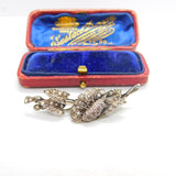 Art Nouveau 14ct Yellow Gold & Pave Set 1.1ct Diamond Floral Brooch c1880 Antique