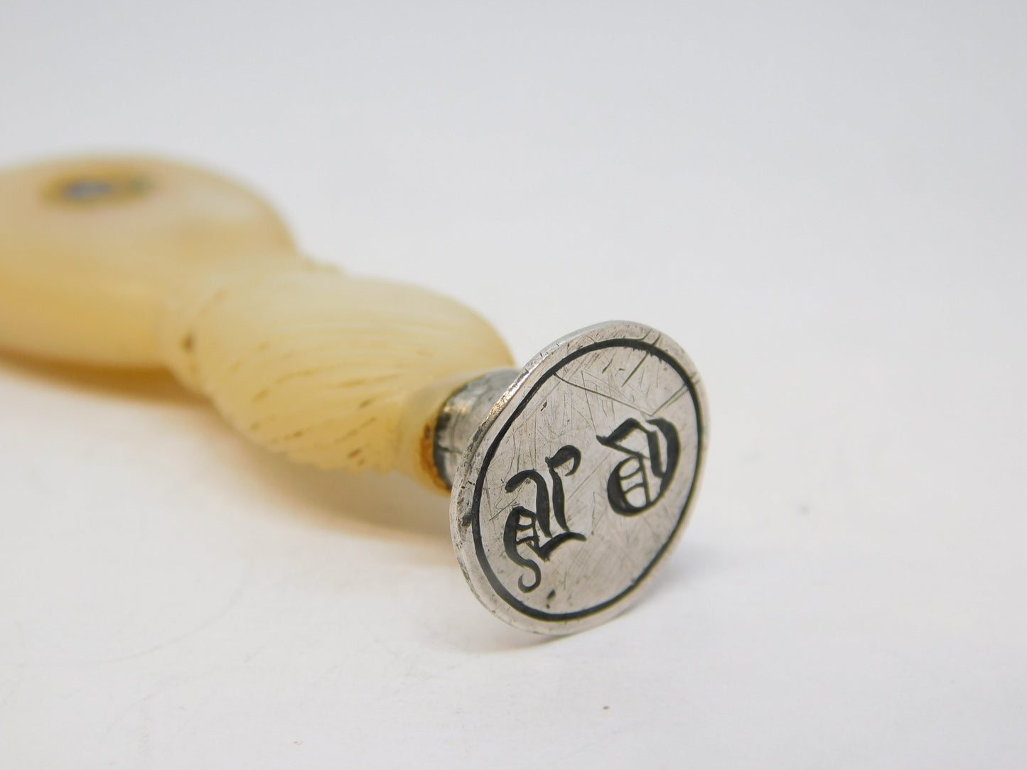 19th Century French Sterling Silver & Mother of Pearl Desk Seal Antique c1820