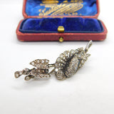 Art Nouveau 14ct Yellow Gold & Pave Set 1.1ct Diamond Floral Brooch c1880 Antique
