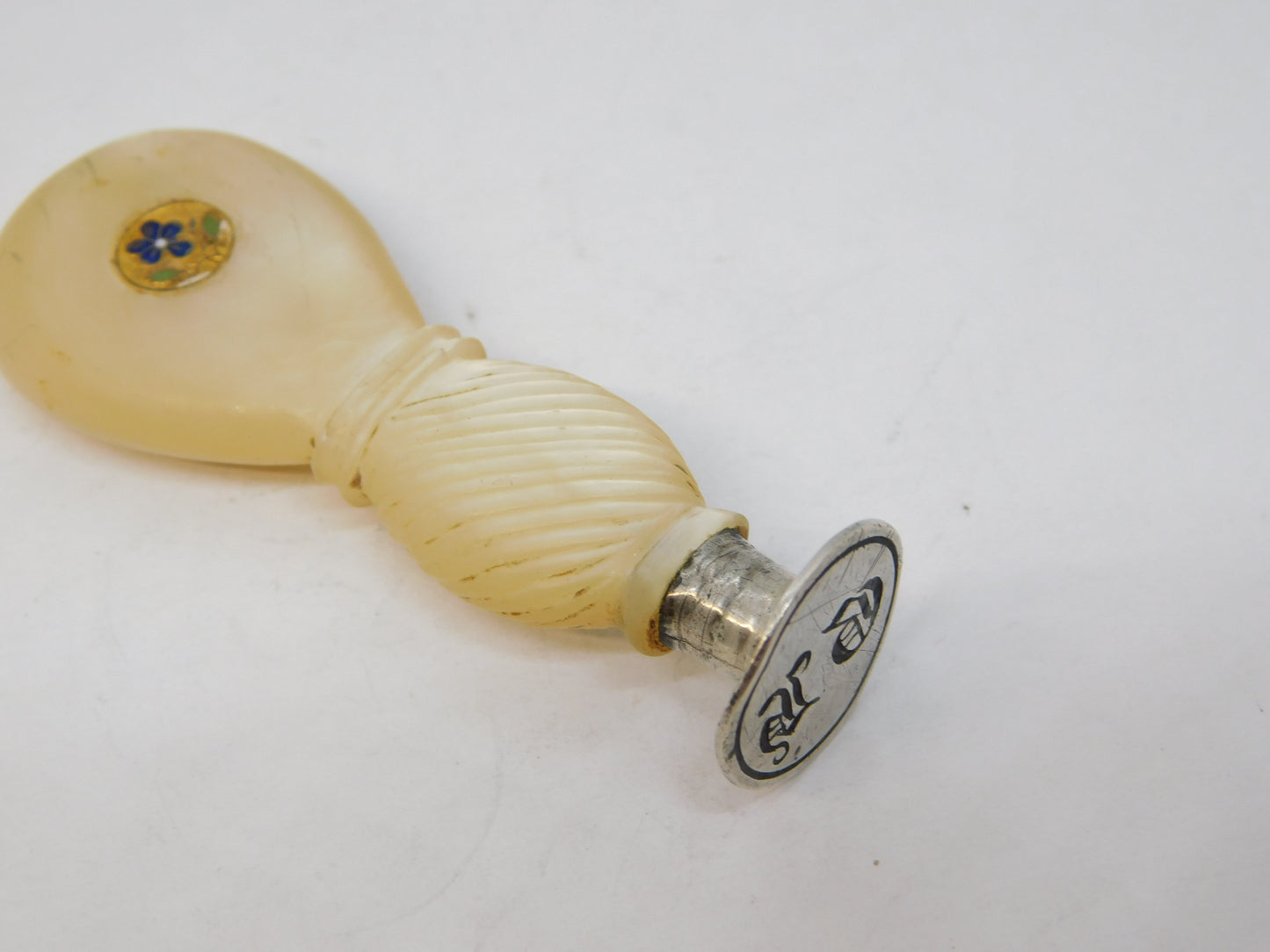 19th Century French Sterling Silver & Mother of Pearl Desk Seal Antique c1820