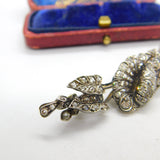 Art Nouveau 14ct Yellow Gold & Pave Set 1.1ct Diamond Floral Brooch c1880 Antique