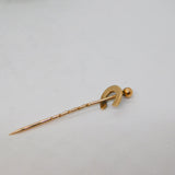 Victorian 9ct Rose Gold & Seed Pearl Lucky Horseshoe Stick Pin Antique c1890