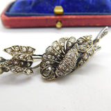 Art Nouveau 14ct Yellow Gold & Pave Set 1.1ct Diamond Floral Brooch c1880 Antique