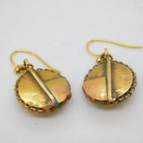 Victorian 15ct Yellow Gold & Turquoise Set Etruscan Style Hook Earrings Antique c1840