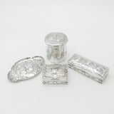 Victorian Sterling Silver Four-Piece Dressing Set 1896 London William Comyns