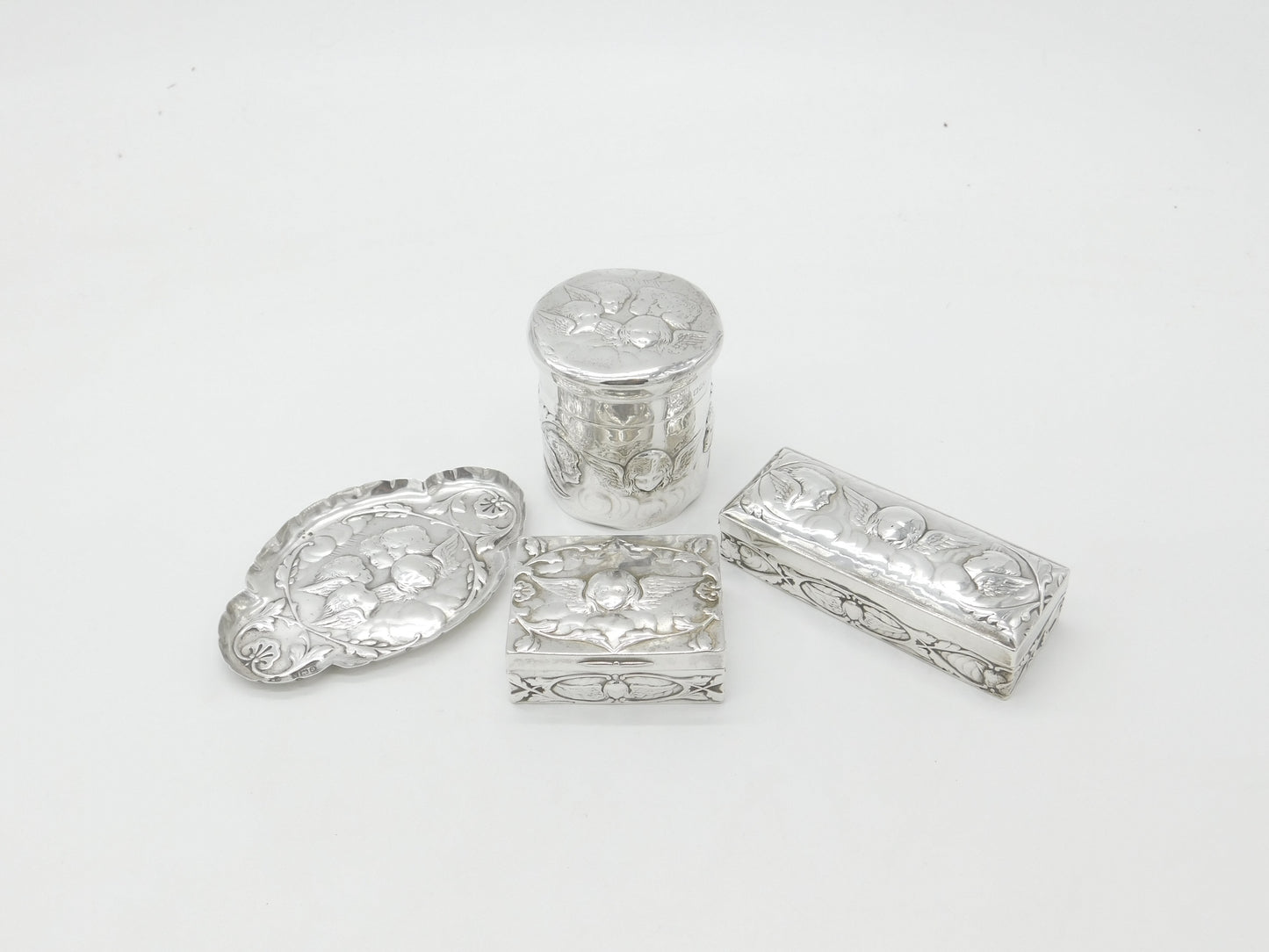 Victorian Sterling Silver Four-Piece Dressing Set 1896 London William Comyns