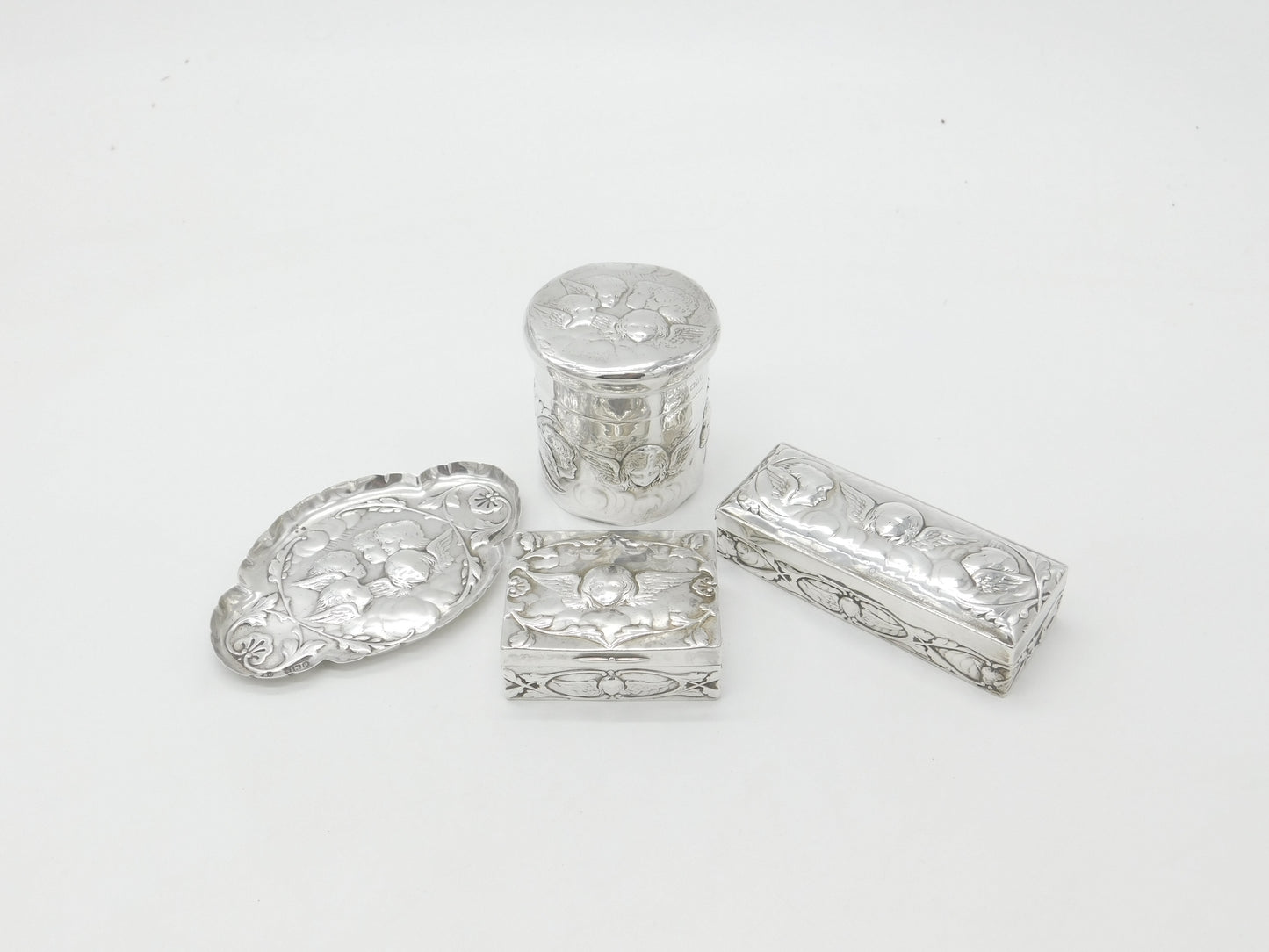 Victorian Sterling Silver Four-Piece Dressing Set 1896 London William Comyns