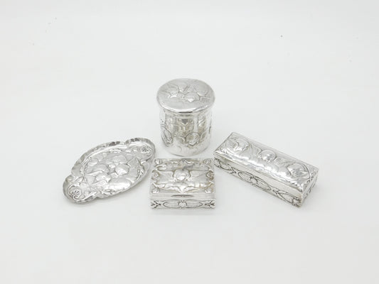 Victorian Sterling Silver Four-Piece Dressing Set 1896 London William Comyns