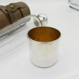 Edwardian Sterling Silver Mounted Glass Saddle Flask & Bag Antique 1905 London