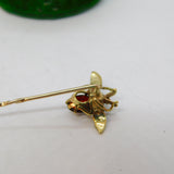 Edwardian 9ct Gold, Garnet & Seed Pearl Suffragette Bug Stick Pin Antique c1910