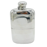 Huge Sterling Silver Pint Hip Flask & Stirrup Cup Antique 1924 Birmingham Art Deco