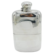 Huge Sterling Silver Pint Hip Flask & Stirrup Cup Antique 1924 Birmingham Art Deco