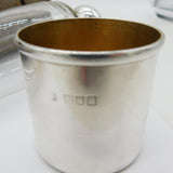 Edwardian Sterling Silver Mounted Glass Saddle Flask & Bag Antique 1905 London