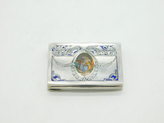 Victorian 800 Silver & Enamel Erotic Lady Decoration Snuff Box c1880 Antique