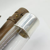 Edwardian Sterling Silver Mounted Glass Saddle Flask & Bag Antique 1905 London