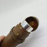 Edwardian Sterling Silver Mounted Glass Saddle Flask & Bag Antique 1905 London