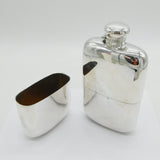 Huge Sterling Silver Pint Hip Flask & Stirrup Cup Antique 1924 Birmingham Art Deco