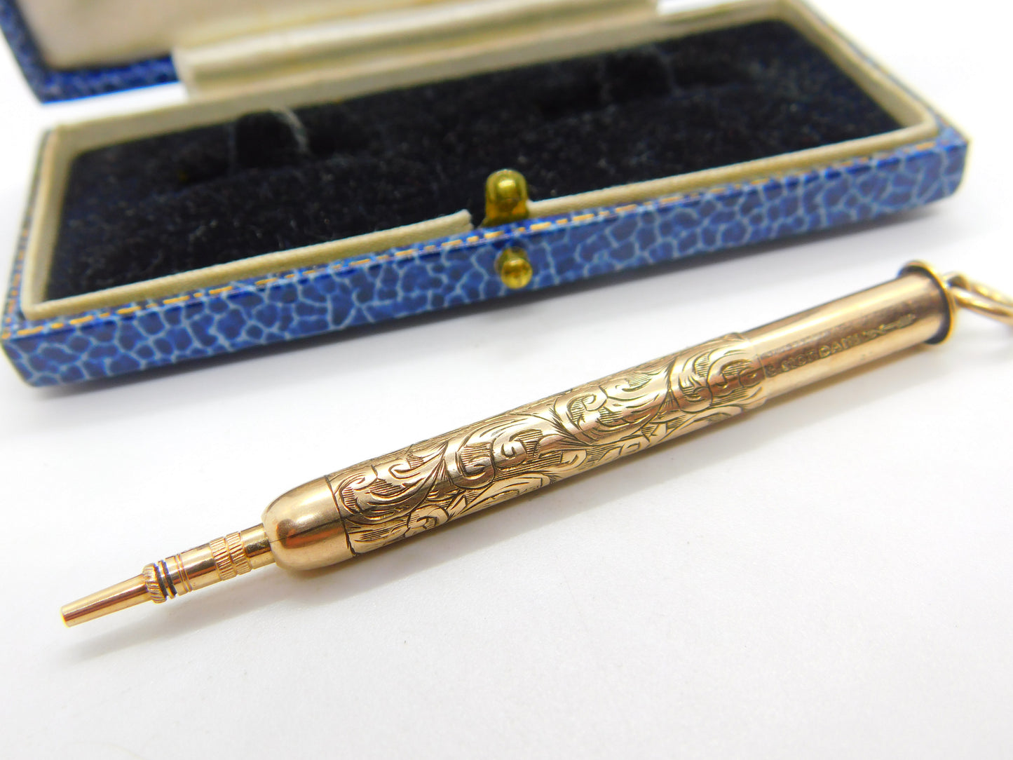 Victorian Sampson Mordan 9ct Gold Floral Propelling Pencil Fob Antique c1900