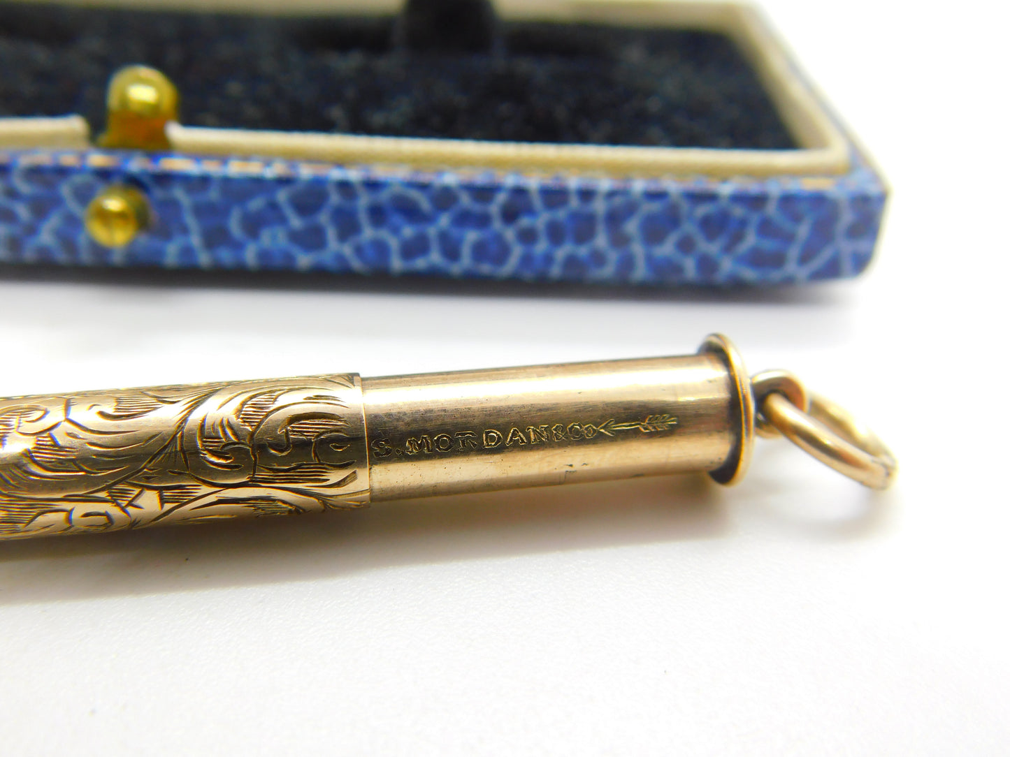 Victorian Sampson Mordan 9ct Gold Floral Propelling Pencil Fob Antique c1900